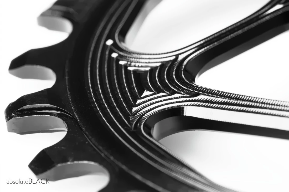 Absolute Black Sram Oval Boost 3mm Offset Spiederless 28 Zähne Black Kettenblatt – Bild 3