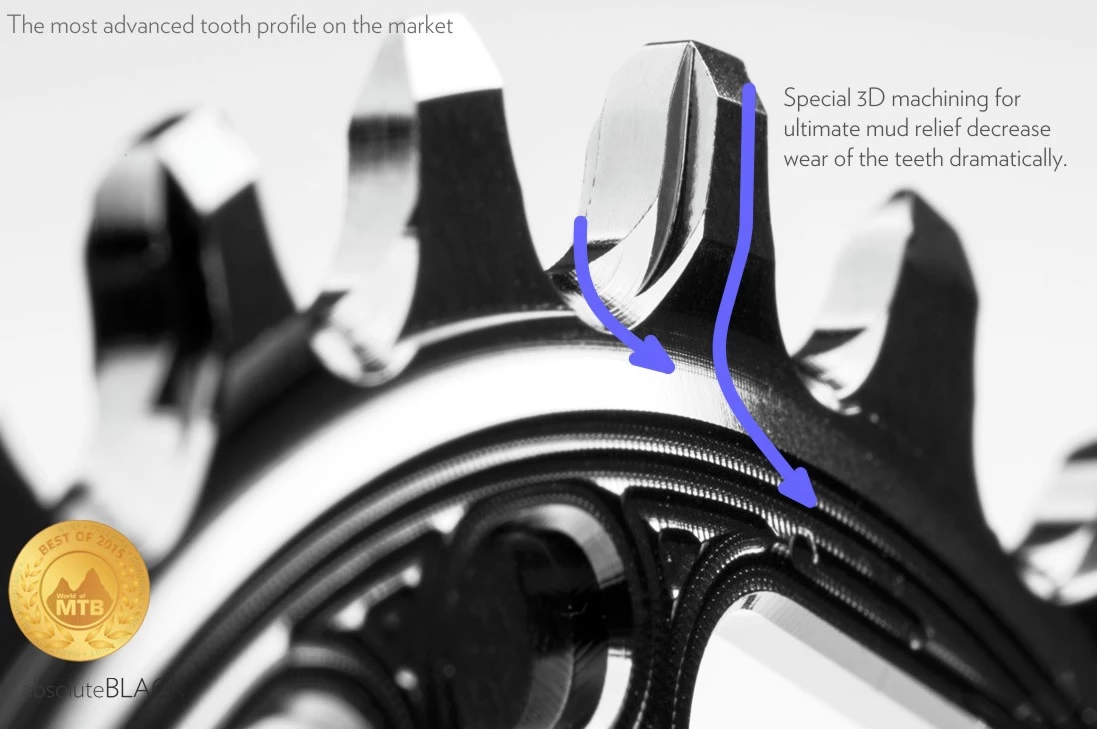 Absolute Black Sram Oval Boost 3mm Offset Spiederless 28 Zähne Black Kettenblatt – Bild 4