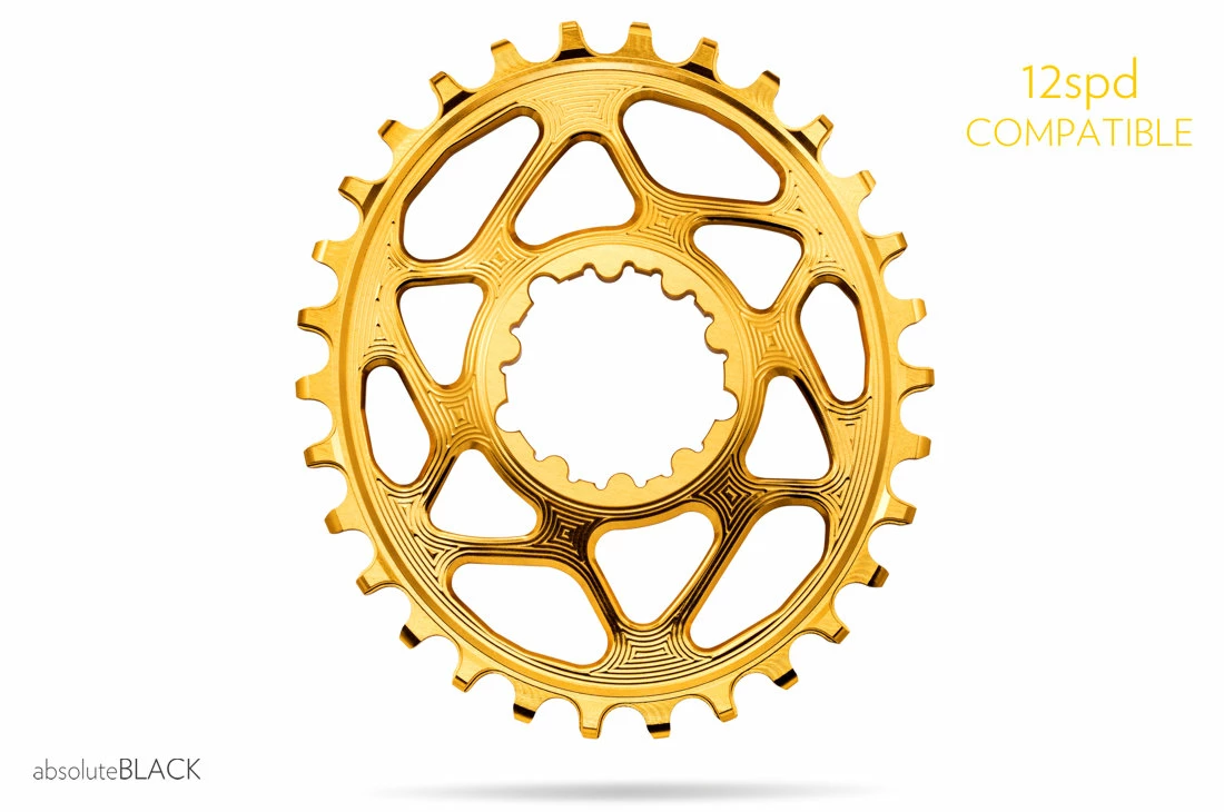 Absolute Black Sram Oval Boost 3mm Offset Spiederless 32 Zähne Gold Kettenblatt