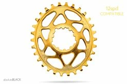 Absolute Black Sram Oval Boost 3mm Offset Spiederless 34 Zähne Gold Kettenblatt