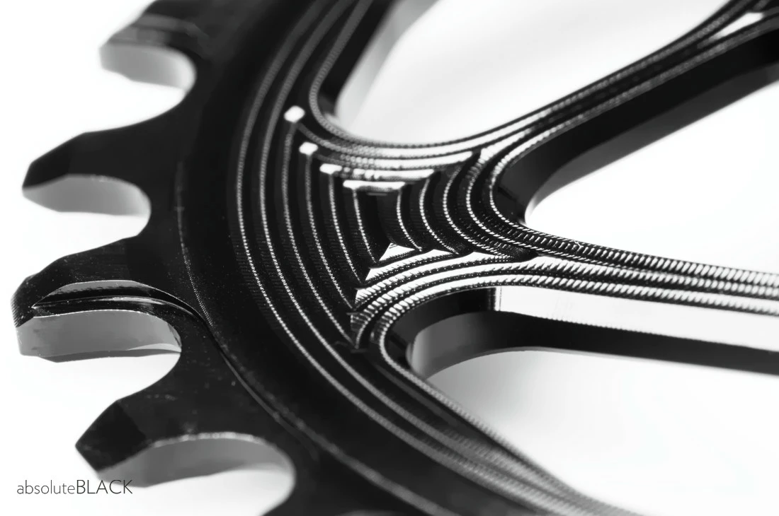 Absolute Black Sram Oval Boost 3mm Offset Spiederless 34 Zähne Black Kettenblatt – Bild 3