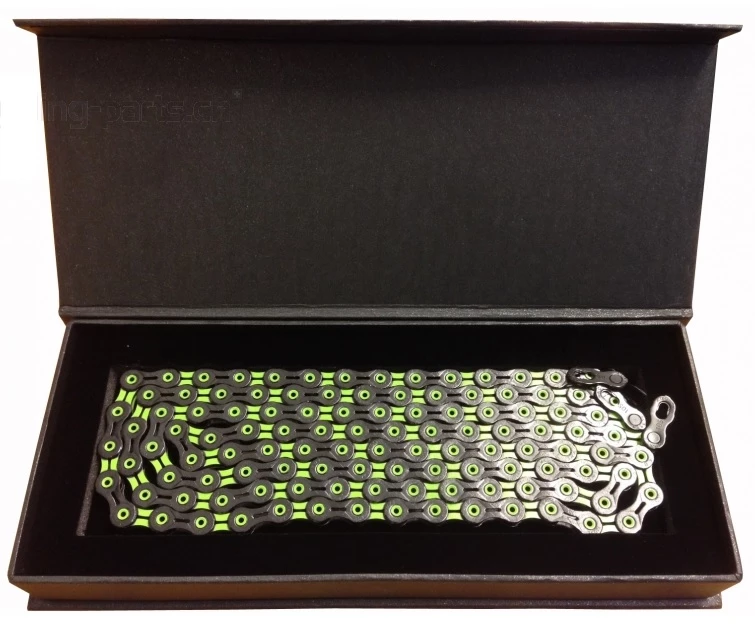 KMC DLC11 Schwarz/grün Kette – Bild 2